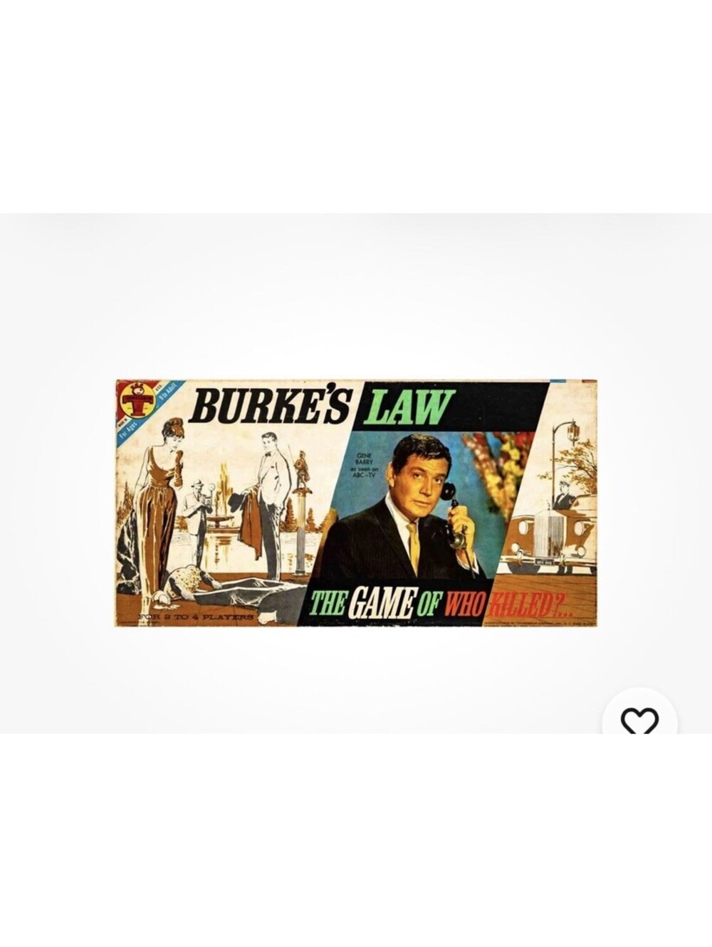 Rare Vintage Gene Barry Burke's Law 1963 Board Game Transogram Complete